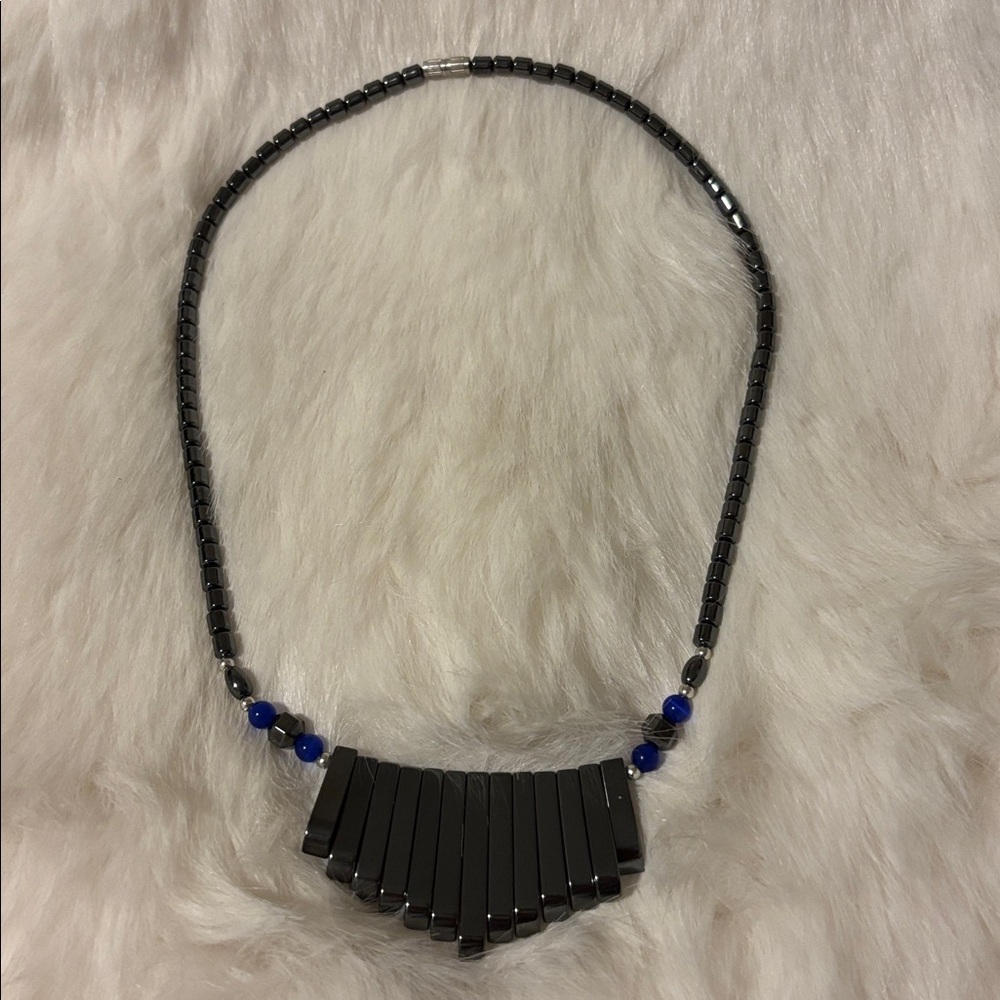 Black and Blue Beaded Necklace